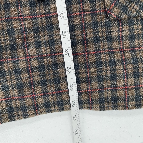 Willi Smith Vintage Wool Blend Plaid Faux Leather Button Pockets Jacket Blazer - Picture 7 of 9